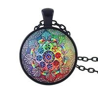 Ethnic Style Colorful Flower Pattern Long Pendant Necklaces