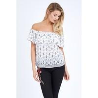 ETHNIC FRILL DETAIL BARDOT BLOUSE