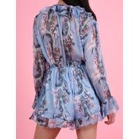 ETTIE - Blue Floral Chiffon Playsuit