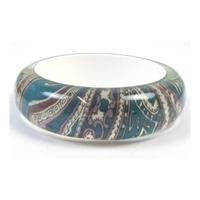 Ethnic style green/white/purple floral bangle