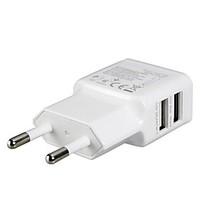 EU Plug Dual USB Power Adapter Wall Charger for iPad, iPhone Samsung