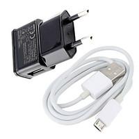 Euro Plug Micro USB Wall Charger with Micro USB Cable for Samsung Galaxy S3/S4 / Huawei / Xiaomi / and Other Cellphones
