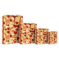 Eurowrap Kraft Glitter Hearts Bags - Medium