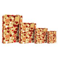 Eurowrap Kraft Glitter Hearts Bags - XL