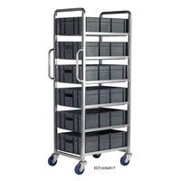 Euro Container Tray Trolley / Rack with 6 trays 170h + Standard wheels