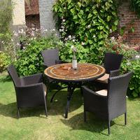 Europa Stone Santa Susanna Dining Set with 4 Stockholm Brown Chairs