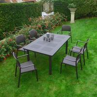 Europa Leisure Nardi Libeccio Table with 6 Bora Chairs Set, Coffee