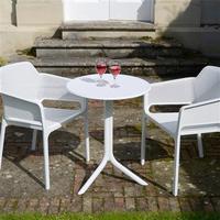 europa leisure step table with 2 net chairs set white