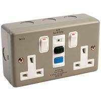 Europa Components RCD13AMC 13A Double Switch Socket RCD Metal Clad
