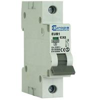 Europa Components EUB163B Single Pole MCB 6kA B Curve 63A