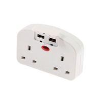 European To Twin UK Adaptor with USB Ports