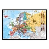 Europe Map With Flags Wall Chart Poster Black Framed - 96.5 x 66 cms (Approx 38 x 26 inches)