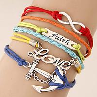 European Style Retro Fashion 8 Infinite Love Anchor Multilayer Woven Bracelet