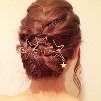 European Style Gold Star Shape Hair Clip Barrette Pins for Lady Casul Hair Jewelry