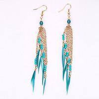 Europe And The United States To Restore Ancient Ways Fashionable Tassel Earrings National Wind Feather Earrings Long Earrings