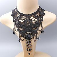 Europe Exaggerated Black Lace Choker Necklace Vintage Statement Multilayer Chain Flower Wedding Necklace For Women