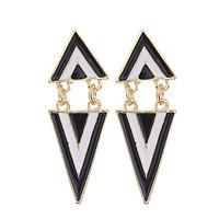 European Style 2016 Fashion Women Black White Geometric Triangle Earrings Punk Jewelry Dangle Earrings For Women