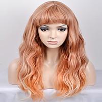Europe and the United States Women Fashion New Year Qi Liu Hai Omber Brown Yellow Wave High Temperature Wire Wig