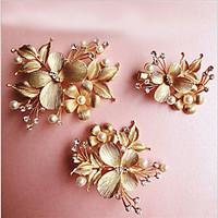 European Butterfly Flower Bride Hair Baroque Pearl Diamond Suit Gold Leaf Headdress Flower Matched Jewelry