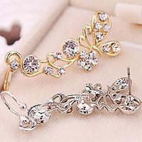 European Style Fashion Rhinestone Butterfly Single Earrings