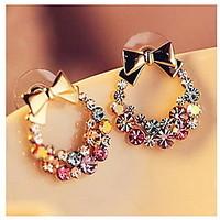 European Bowknot Multicolor Alloy With Rhinestone Stud Earrings