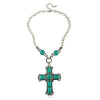 European Style Turquoise Green Cross Women\'s Necklace