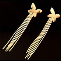 Europe Fashion Butterfly Shape Metal Tassel Earrings Silver Plated Snake Chain Long Earrings Women\'s Wedding Jewelry