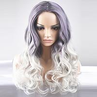 Europe and the United States women \'s fashionable New Year dance long section of the hair movement purple gradient omber high temperature wire wig