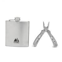 eurohike hip flask and multi tool silver silver