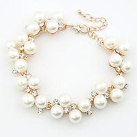 European Style Fashion Elegant Rhinestone Imitation Pearl Chain Bracelet Christmas Gifts