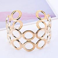 European Style Gold Plated Double Layers Hollow Circles Cuff Bracelet Christmas Gifts