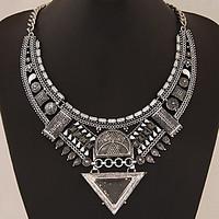 European Style Fashion Metal Triangle Exaggerated Gem Necklace