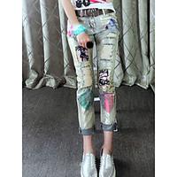 European stations spring paragraph fashion bronzing body does not stretch denim