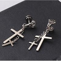 European Skull Hand Cross Titanium Steel Drop Earrings(Silver) (1 Pc) Christmas Gifts