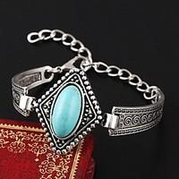 European Style Elegant Vintage Turquoise Square Charm Bracelet