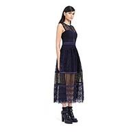 European leg of the new S P aqueous new openwork lace stitching vest dress