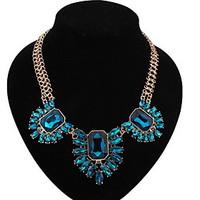 Euramerican Fashion Luxury Elegant Imitation Diamond Geometric Alloy Drill Lady Party Pendant Necklace Movie Jewelry