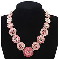 Euramerican Personality Elegant Multicolor Flowers with Rhinestone Lady Party Necklace Movie Jewelry