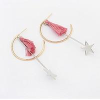 Euramerican Personalized Contracted Fringed Star Half a Circle Earrings Lady Daily Statement Jewelry