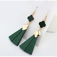 Euramerican British Personalized Simple Style Wood Contracted Triangle Clovers Earrings Lady Business Drop Earrings Statement Jewelry