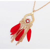 Euramerican Fashion Personalized Feather Dangling Style Tassel Necklace Lady Daily Necklaces Gift Jewelry