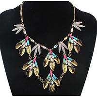 Euramerican Luxury Elegant Resin Leaves Dangling Style Lady Daily Necklace Movie Jewelry