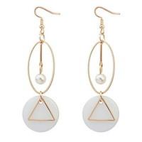 Euramerican Fashion Elegant Circle Triangle Cowry Lady Daily Pearl Drop Earrings Movie Jewelry