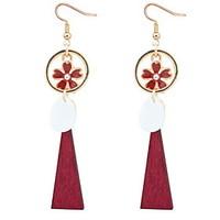 Euramerican Fashion Delicate Flower Wood Triangle Cowry Earrings Lady Business Statement Jewelry