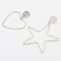 Euramerican Fashion Hearts Pentagram Silver Personalized Simple Style Couple\'s Daily Party Earrings Statement Jewelry