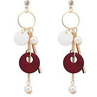 Euramerican Personalized Elegant Rock Contracted Round Pearl Tassel Pearl Lady Party Earrings Movie Jewelry