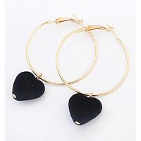 Euramerican Fashion Delicate Elegant Personalized Circle Heart Love Black Earrings Lady Business Party Drop Earrings Statement Jewelry