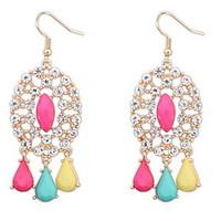 Euramerican Bohemian Fashion Luxury Oval Rhinestone Tassel Earrings Lady Party Drop Earrings Movie Jewelry