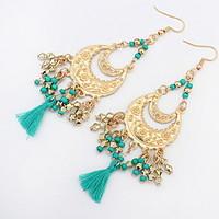 Euramerican Fashion Bohemian Elegant Crescent Tassel Lady Casual Earrings Movie Jewelry