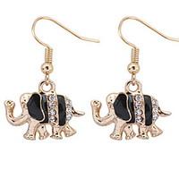 Euramerican Fashion Adorable Elegant Chrome Rhinestone Elephant Lady Party Earrings Statement Jewelry
